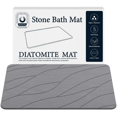 Quick-dry diatomaceous earth stone bath mat with non-slip base