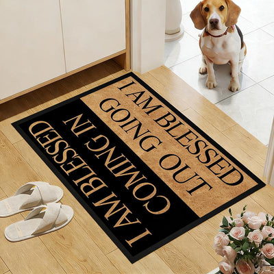 “I Am Blessed Coming In And Going Out” Doormat – Inspirational Front Door Mat, Soft Anti-Slip Indoor & Outdoor Rug