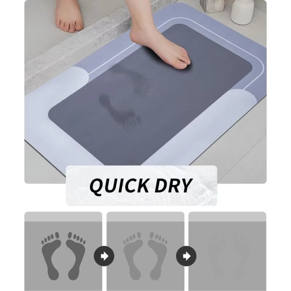 3-Piece No-Text Bathroom Mat Set – Plain Minimalist Quick-Dry U-Shaped Toilet & Floor Mats