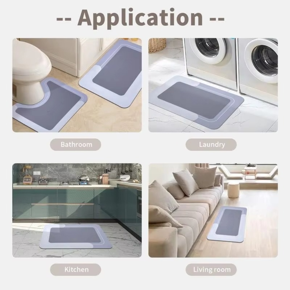 3-Piece No-Text Bathroom Mat Set – Plain Minimalist Quick-Dry U-Shaped Toilet & Floor Mats
