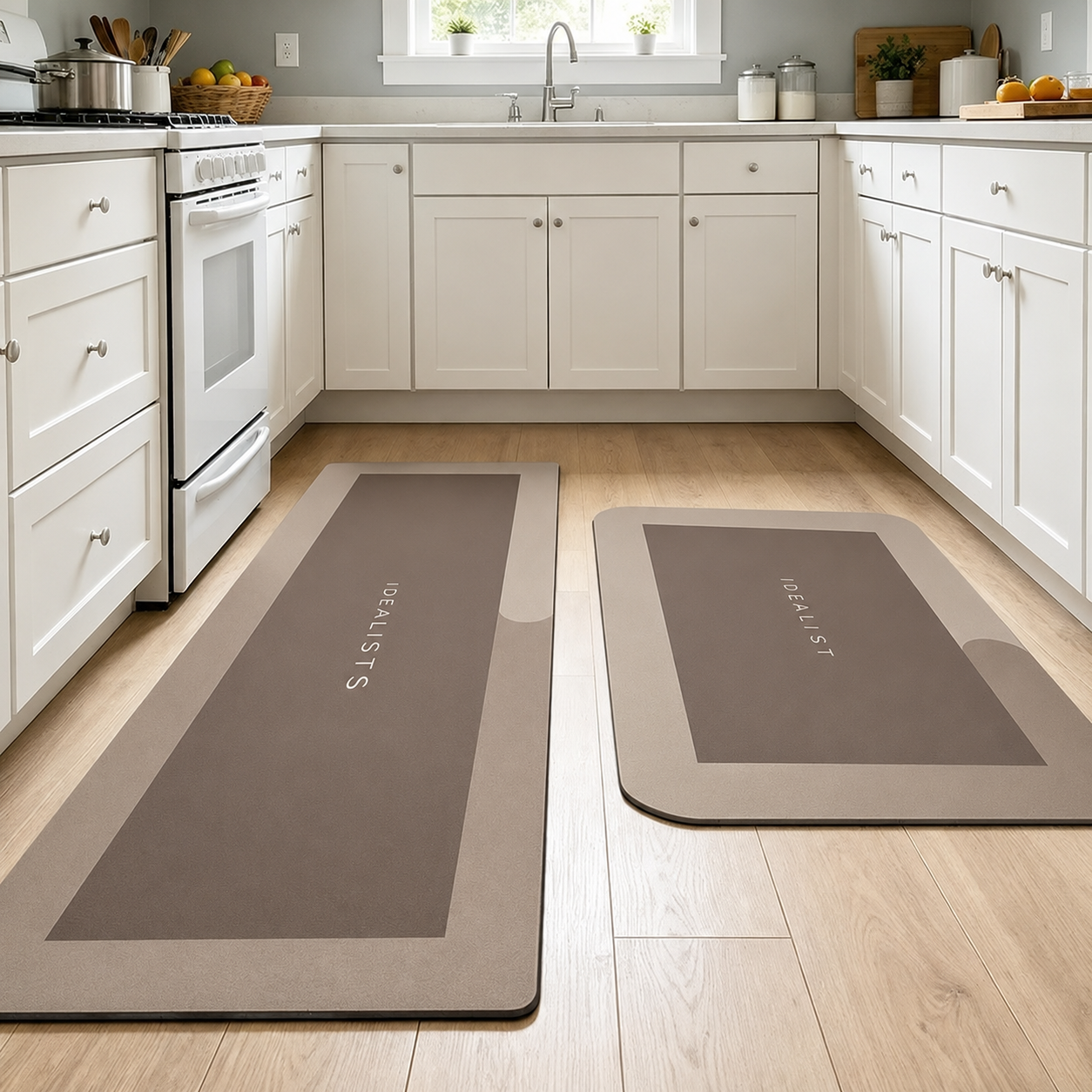 2-Piece Quick-Dry Diatomite Kitchen & Bathroom Floor Mat Set | Ultra Absorbent, Non-Slip Waterproof Rugs