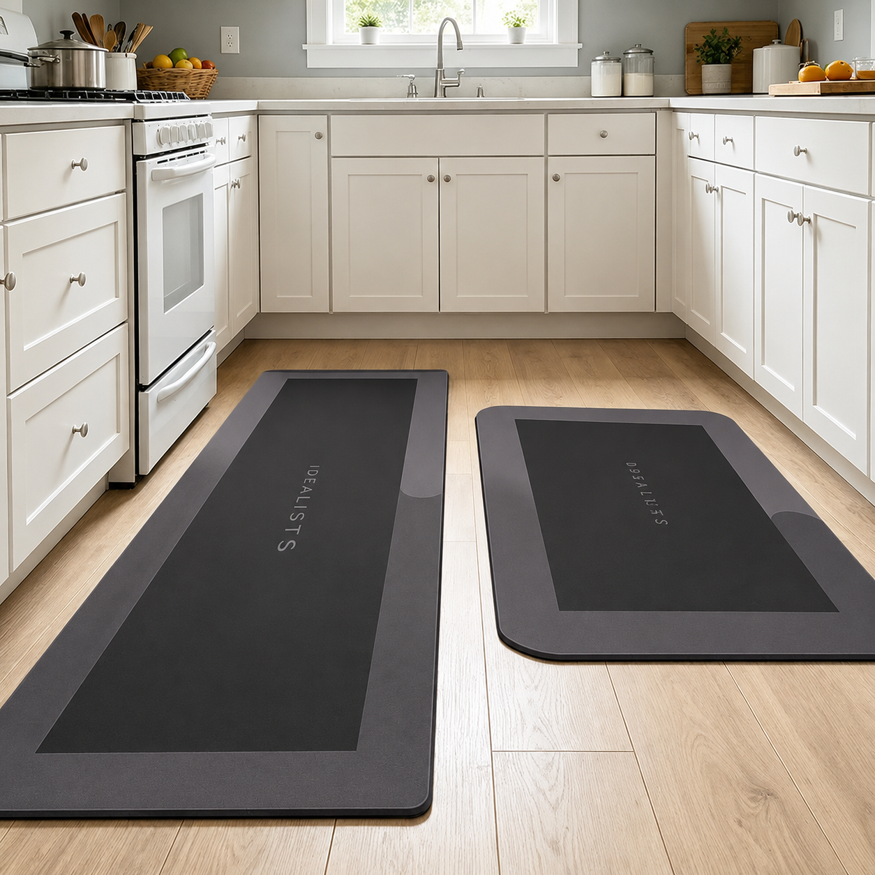 2-Piece Quick-Dry Diatomite Kitchen & Bathroom Floor Mat Set | Ultra Absorbent, Non-Slip Waterproof Rugs