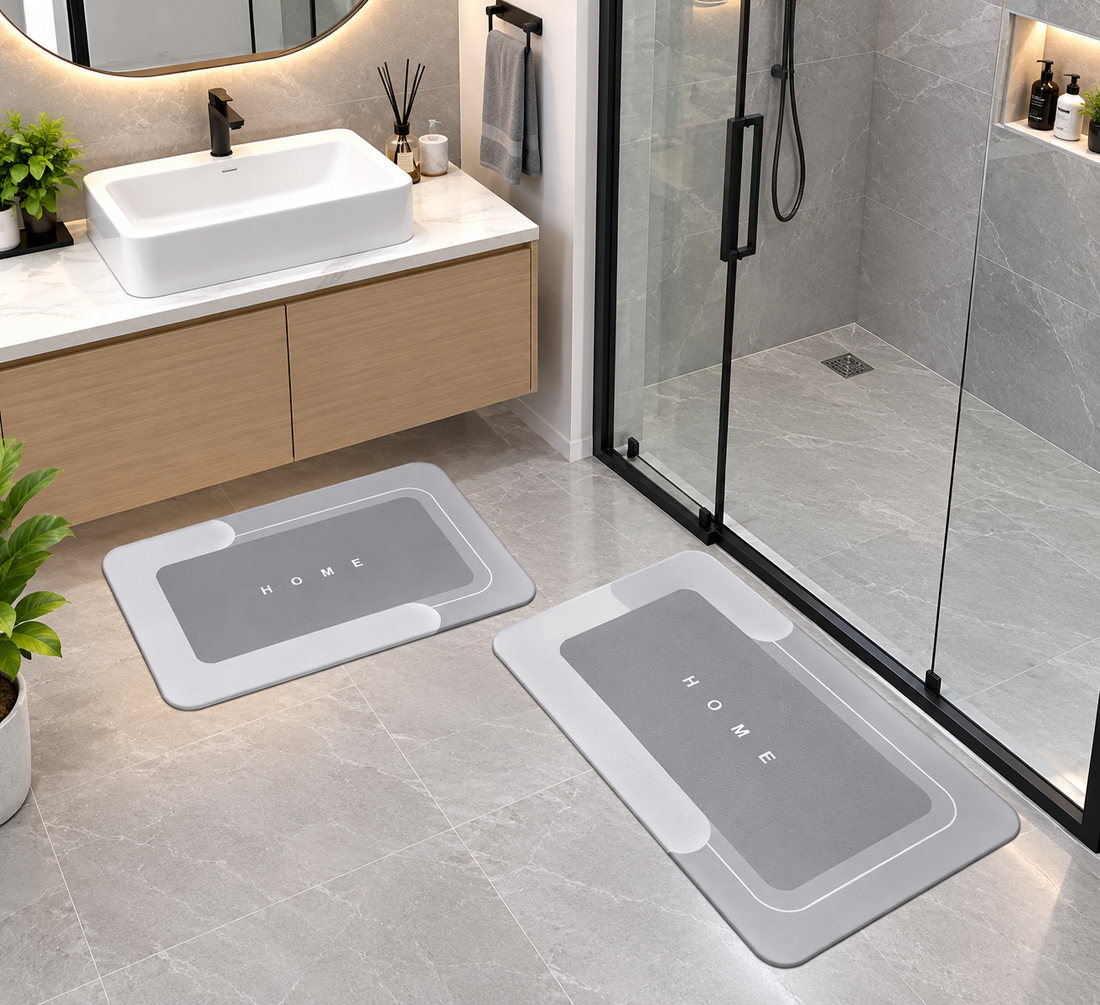 Super Absorbent Bathroom Square Shape Floor Mat – Soft, Quick-Dry & Non-Slip (1-piece)