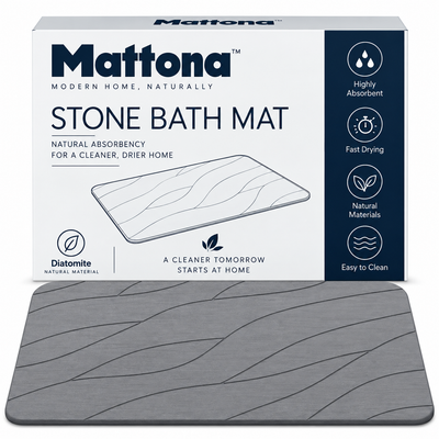 Quick-Dry Stone Bath Mat – Super Absorbent Diatomaceous Earth Bathroom Mat with Non-Slip Base