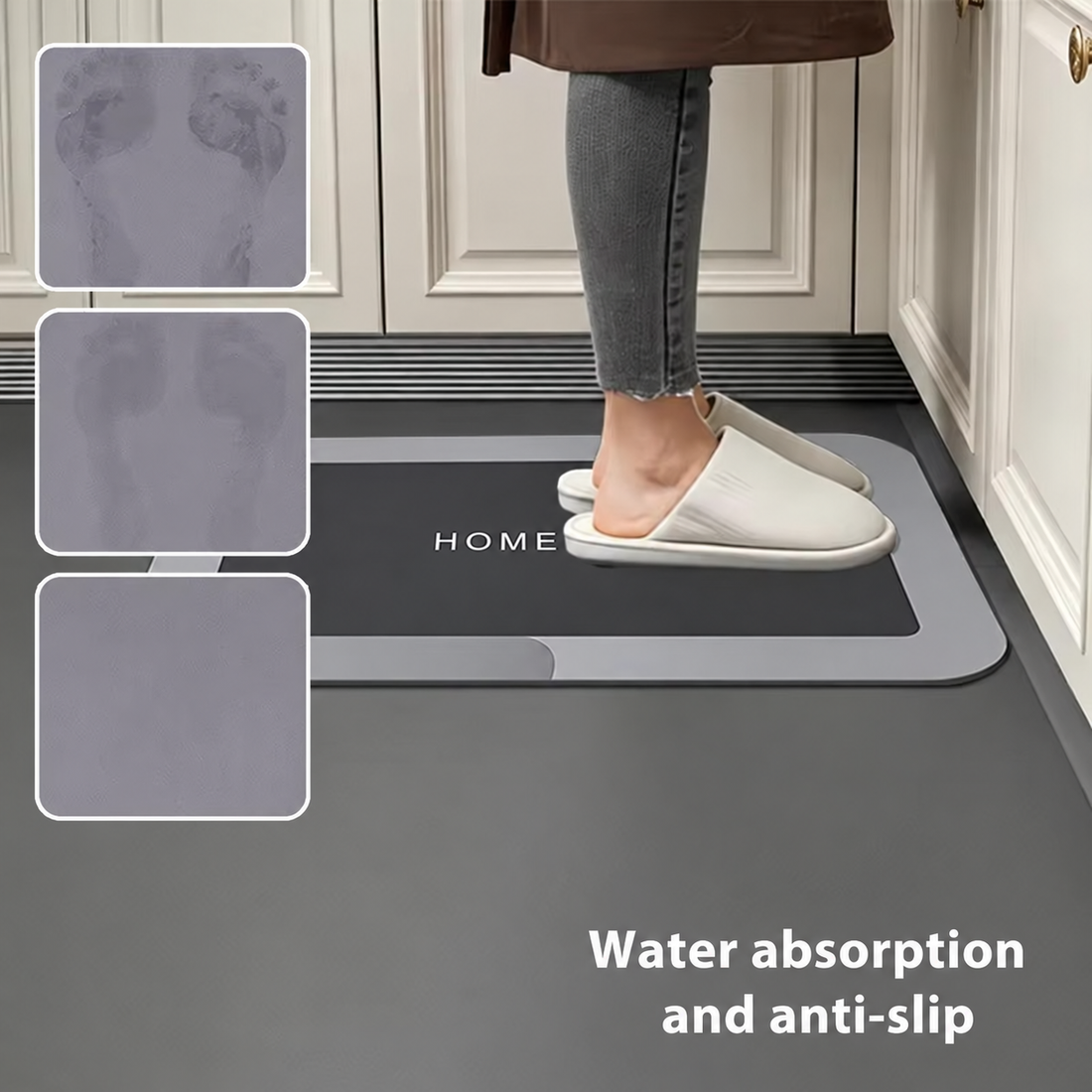 2-Piece Quick-Dry Diatomite Kitchen & Bathroom Floor Mat Set | Ultra Absorbent, Non-Slip Waterproof Rugs
