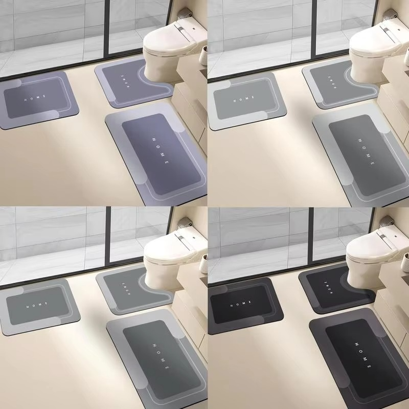 3-Piece Anti-Slip Bathroom Mat Set – Quick-Dry U-Shaped Toilet & Floor Mats