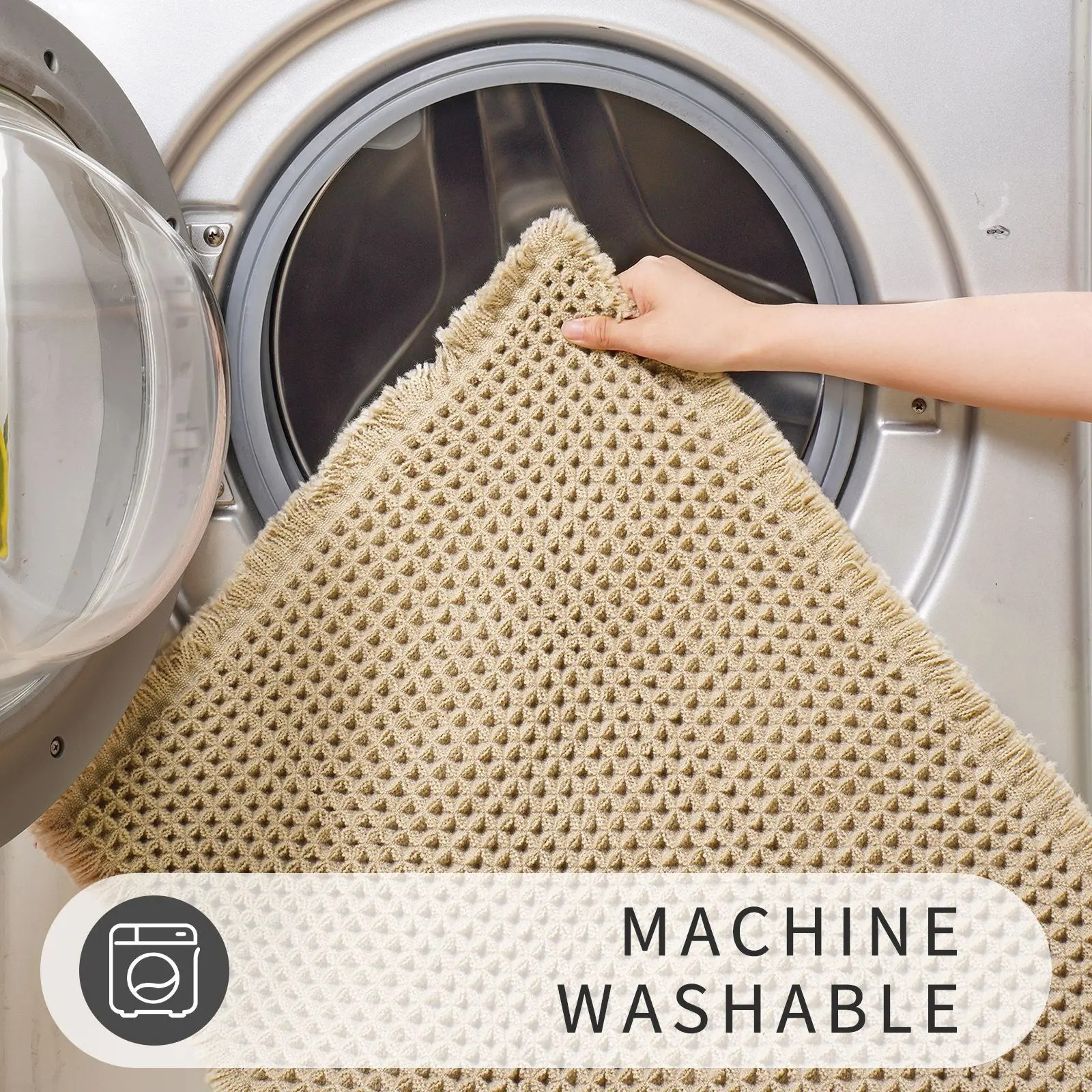 Honlaker Polyester-Cotton Waffle Bath Mat – Anti-Slip, Water-Absorbent & Quick-Drying Bathroom Door Floor Mat