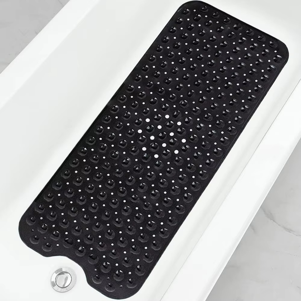 Extra-Long Bathtub Shower Mat 40 × 16 Inch – Non-Slip PVC Bath Mat with Suction Cups & Drain Holes, Machine Washable Bathroom Safety Mat