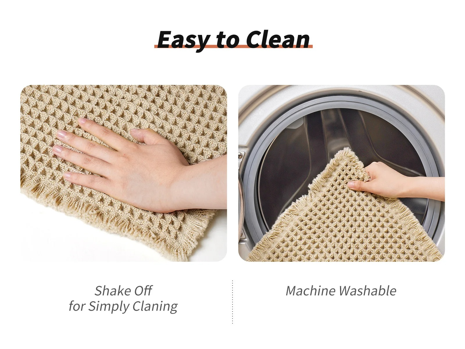 Honlaker Polyester-Cotton Waffle Bath Mat – Anti-Slip, Water-Absorbent & Quick-Drying Bathroom Door Floor Mat