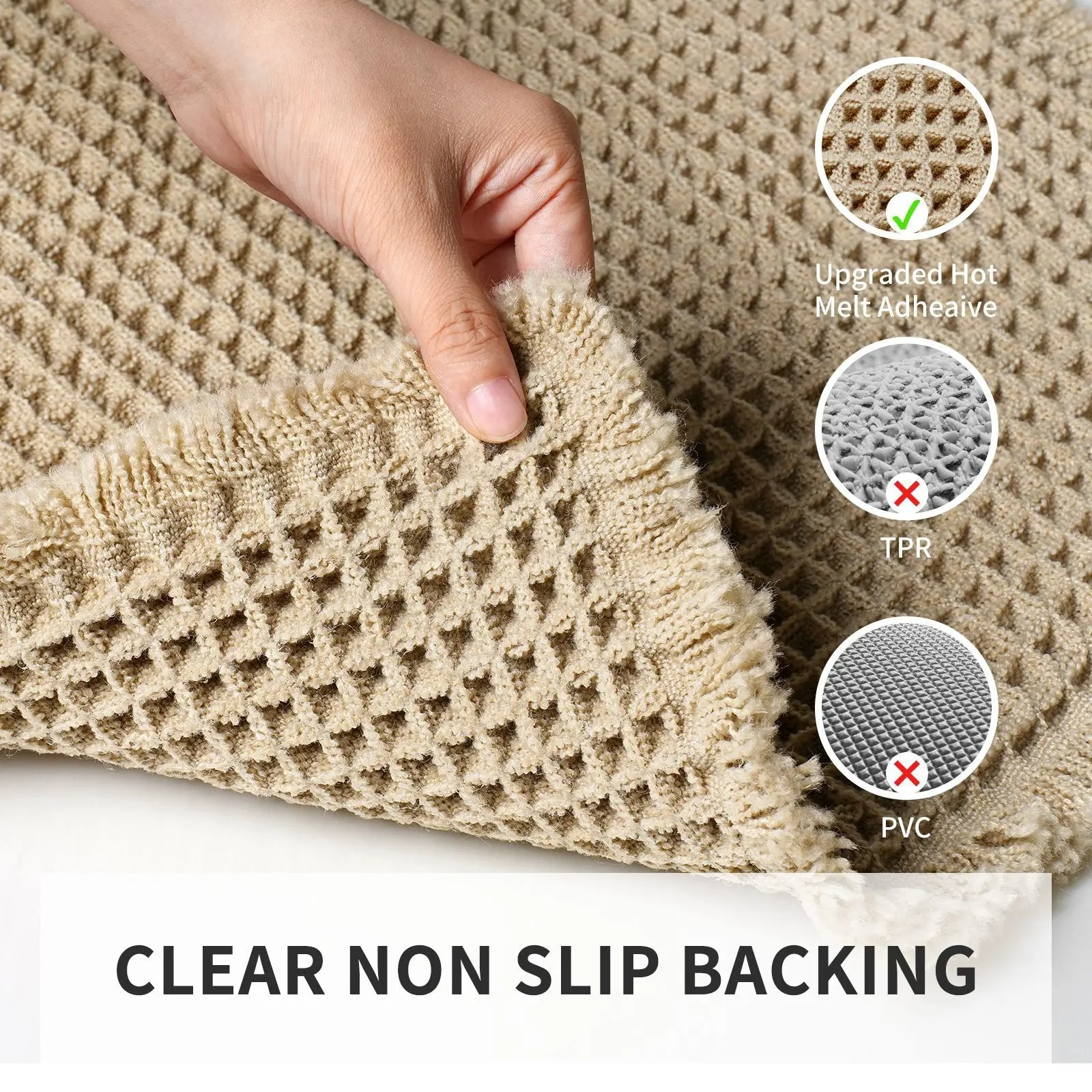 Honlaker Polyester-Cotton Waffle Bath Mat – Anti-Slip, Water-Absorbent & Quick-Drying Bathroom Door Floor Mat