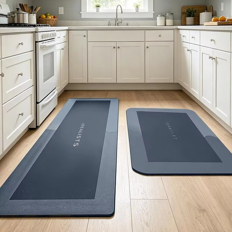 2-Piece Quick-Dry Diatomite Kitchen & Bathroom Floor Mat Set | Ultra Absorbent, Non-Slip Waterproof Rugs