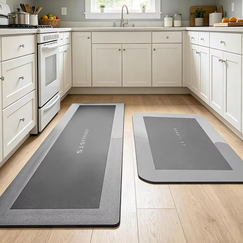 2-Piece Quick-Dry Diatomite Kitchen & Bathroom Floor Mat Set | Ultra Absorbent, Non-Slip Waterproof Rugs