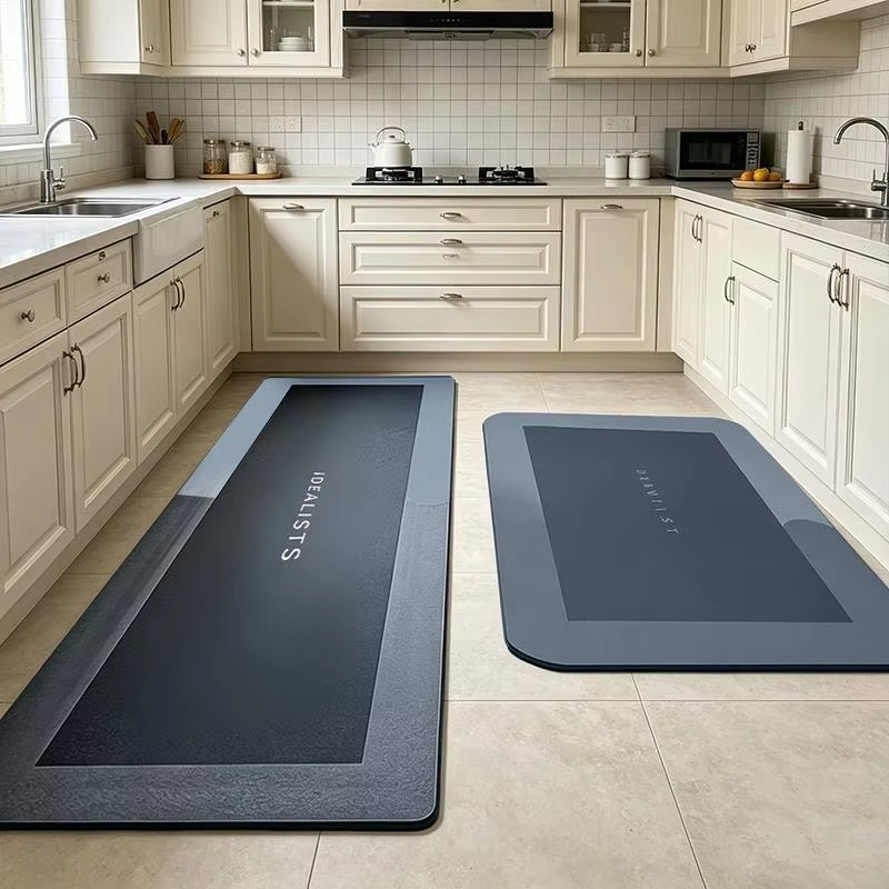 2-Piece Quick-Dry Diatomite Kitchen & Bathroom Floor Mat Set | Ultra Absorbent, Non-Slip Waterproof Rugs