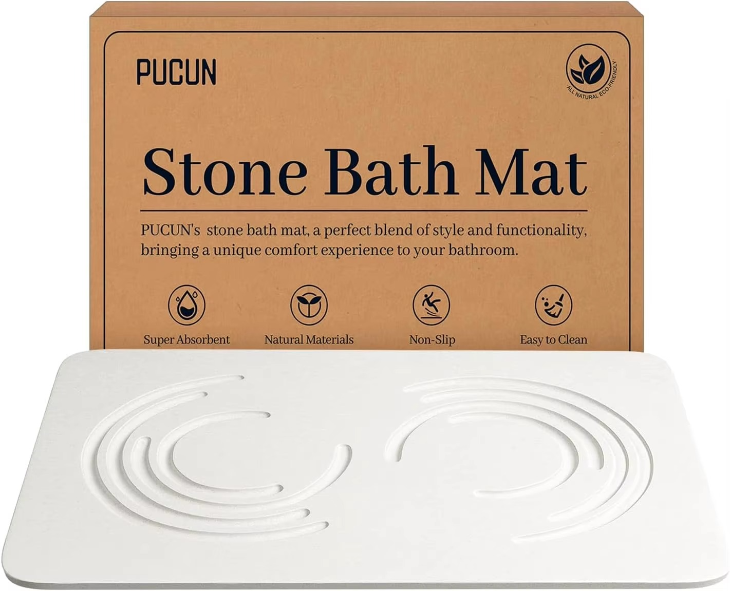 Quick-Drying Diatomite Bath Mat – Natural Stone Shower Mat for Bathroom Floor, Super Absorbent, Anti-Slip & Easy to Clean