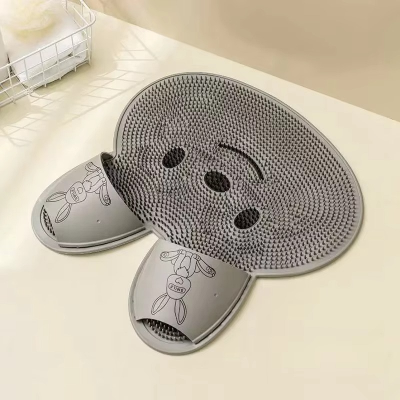 Rabbit Anti-Slip Shower Foot Scrubber Mat – Circular Massage Foot Cleaning Pad with Suction Cups, Bathroom Safety Floor Mat for Shower & Bathtub