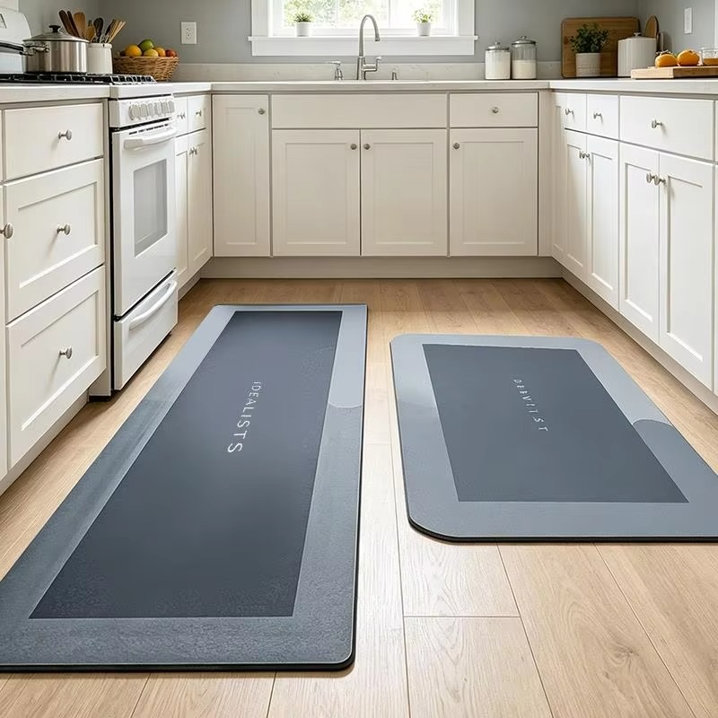 2-Piece Quick-Dry Diatomite Kitchen & Bathroom Floor Mat Set | Ultra Absorbent, Non-Slip Waterproof Rugs