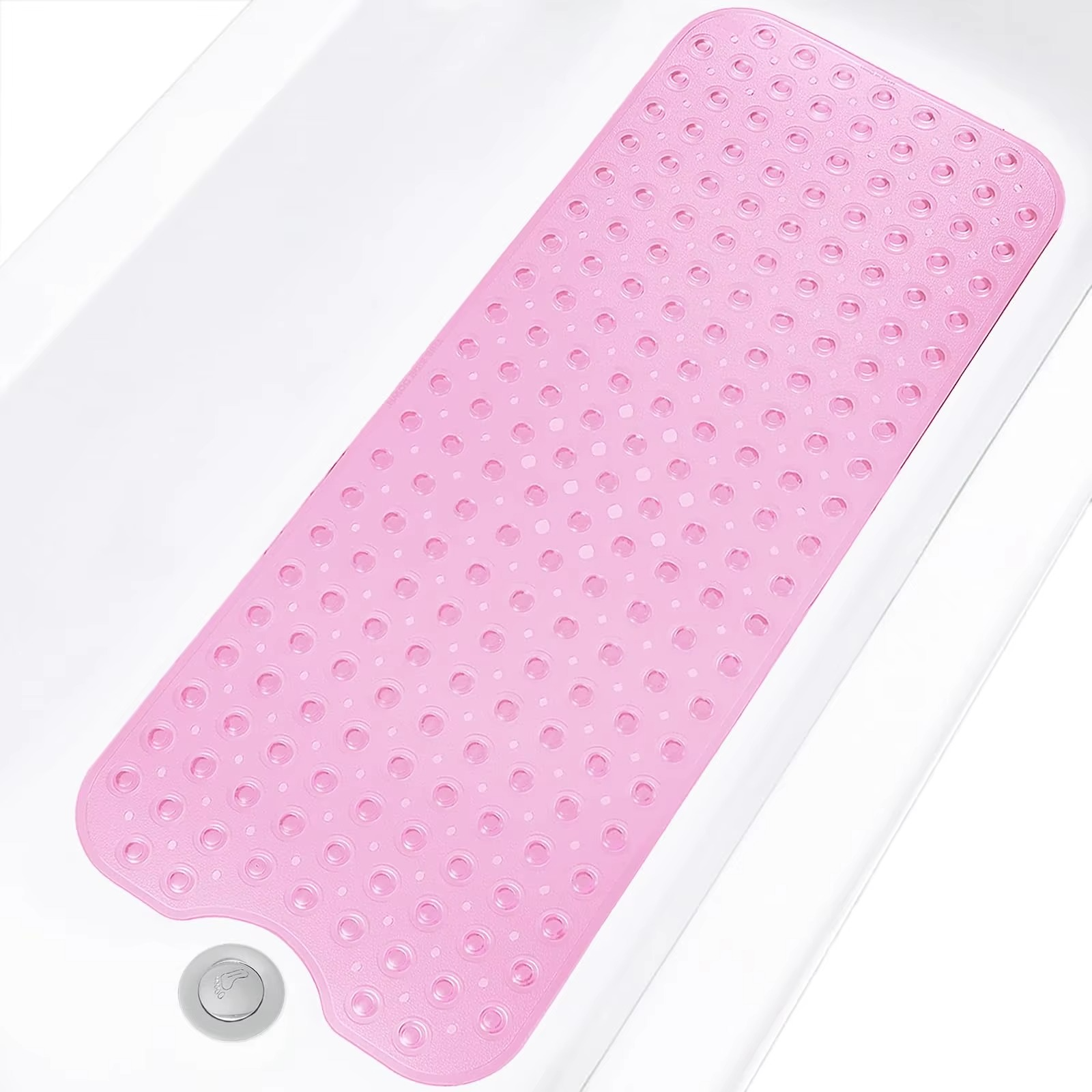 Extra-Long Bathtub Shower Mat 40 × 16 Inch – Non-Slip PVC Bath Mat with Suction Cups & Drain Holes, Machine Washable Bathroom Safety Mat
