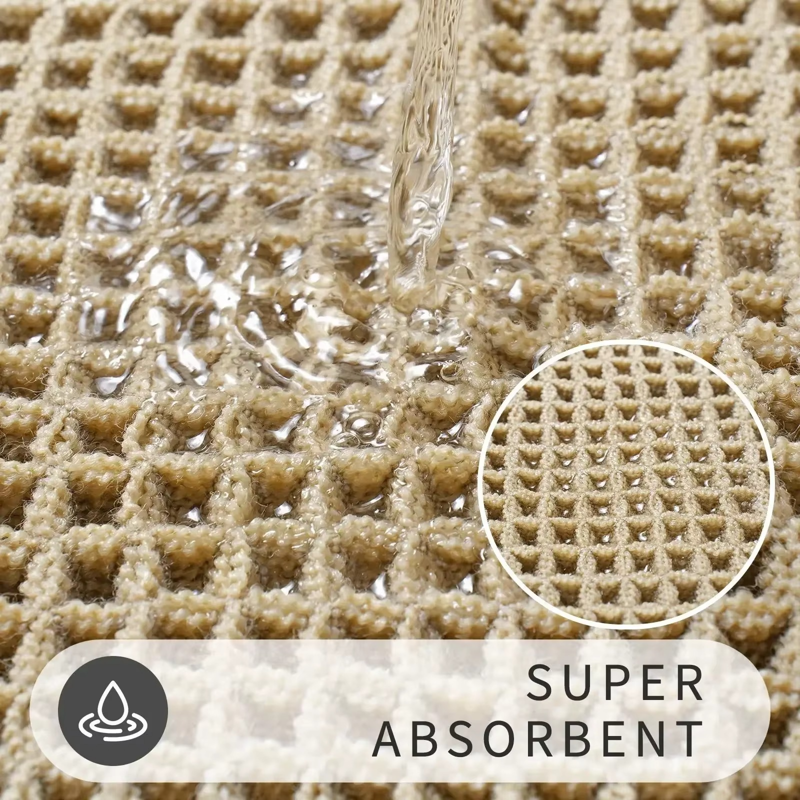 Honlaker Polyester-Cotton Waffle Bath Mat – Anti-Slip, Water-Absorbent & Quick-Drying Bathroom Door Floor Mat