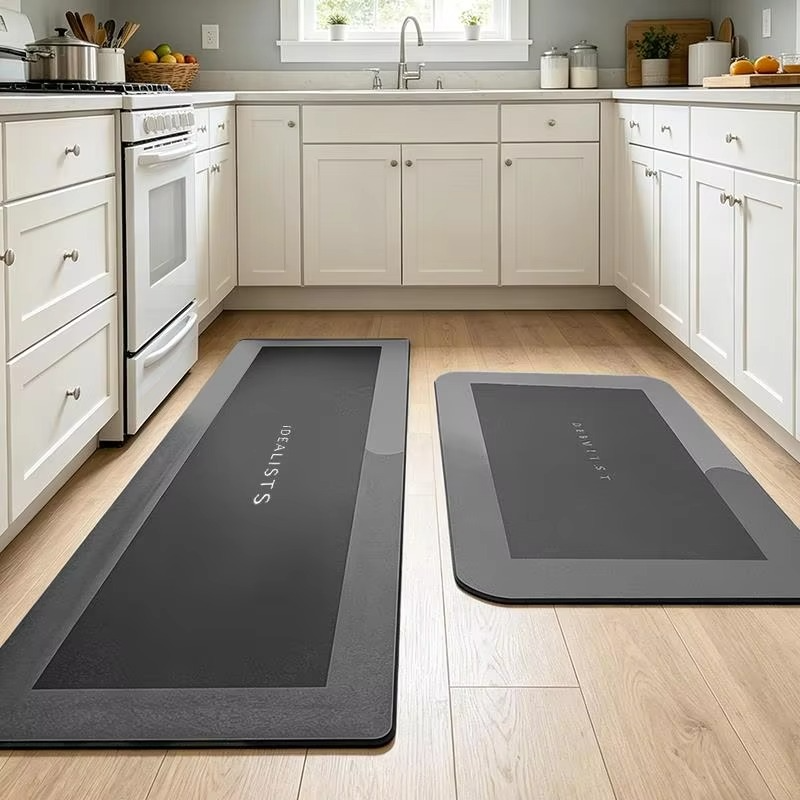 2-Piece Quick-Dry Diatomite Kitchen & Bathroom Floor Mat Set | Ultra Absorbent, Non-Slip Waterproof Rugs