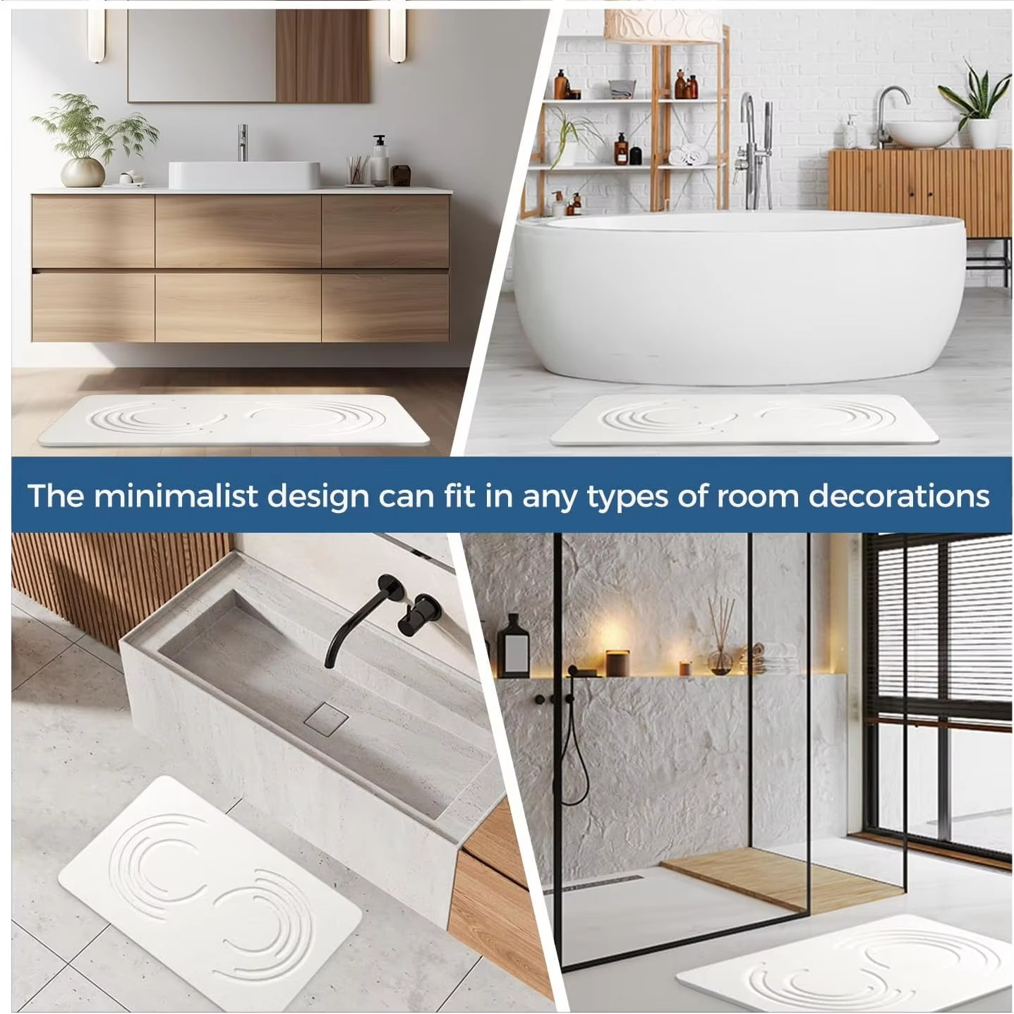 Quick-Drying Diatomite Bath Mat – Natural Stone Shower Mat for Bathroom Floor, Super Absorbent, Anti-Slip & Easy to Clean