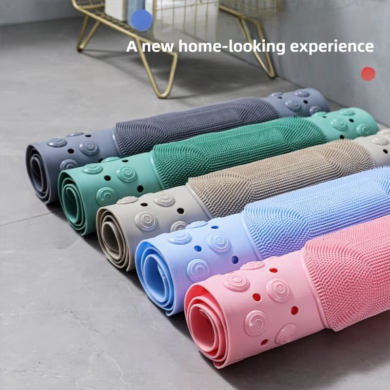 Household Bathroom Non-Slip Floor Mat – PVC Anti-Drop Toilet & Bathtub Massage Mat with Strong Suction Cups