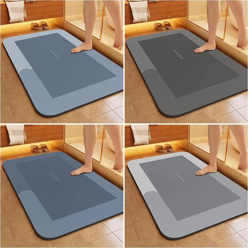 All four bath mat colour options side by side: Gray, Light Blue, Silver and Dark Blue