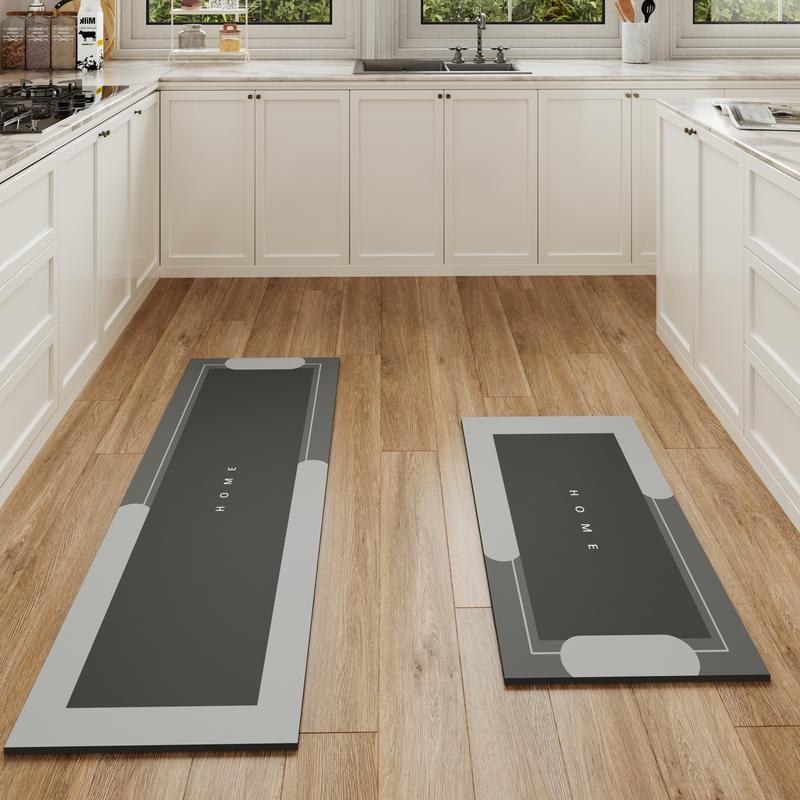 2-Piece Quick-Dry Diatomite Kitchen & Bathroom Floor Mat Set | Ultra Absorbent, Non-Slip Waterproof Rugs