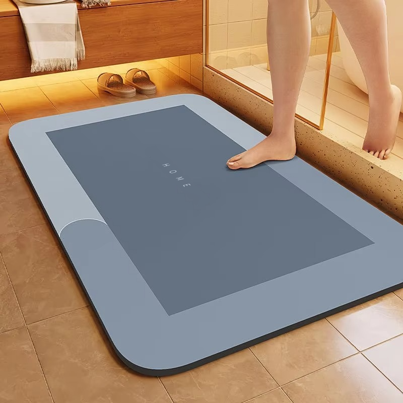 Diatomaceous earth bath mat in Light Blue